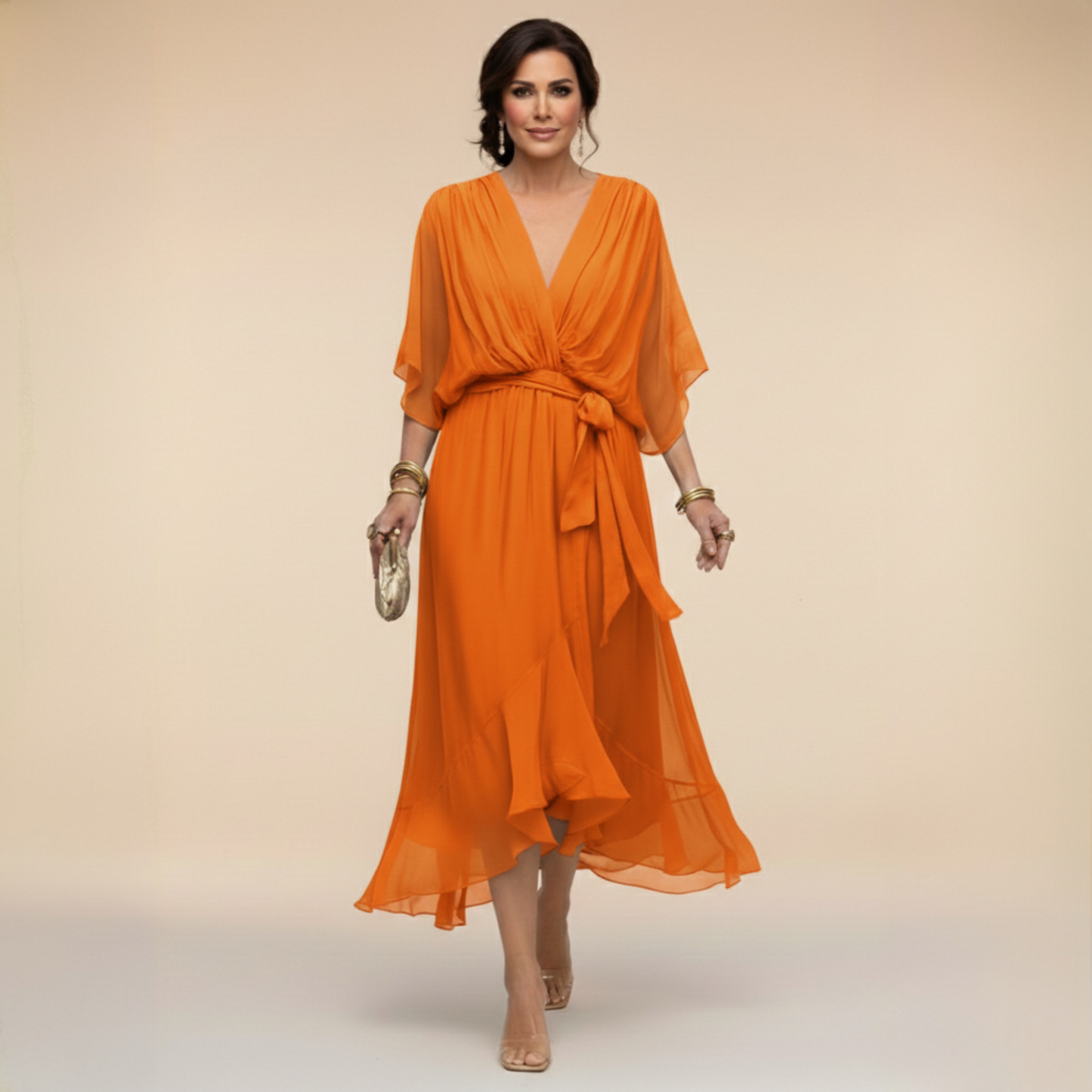 Monica | Vestido Elegante de Cuello en V Atemporal