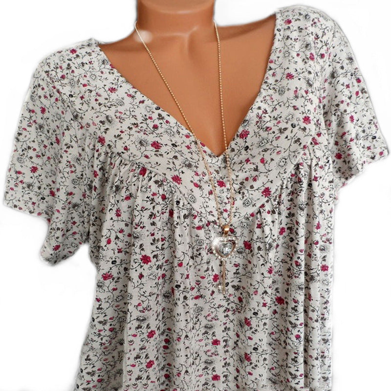 Elle | Camiseta Flora con cuello en V