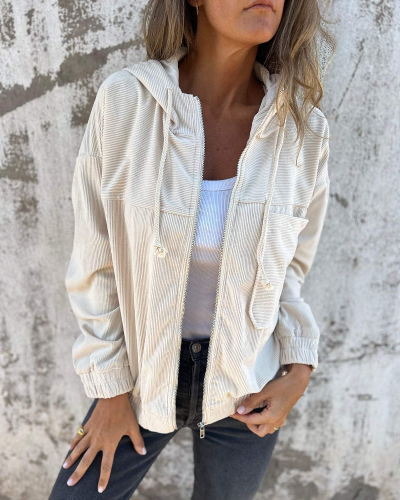 Aurora | Chaqueta con capucha de terciopelo con cremallera