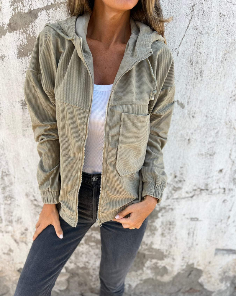 Aurora | Chaqueta con capucha de terciopelo con cremallera