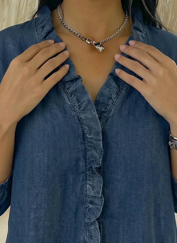 Marina | Top de Denim con Volantes