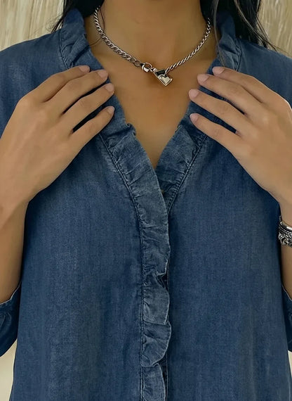 Marina | Top de Denim con Volantes