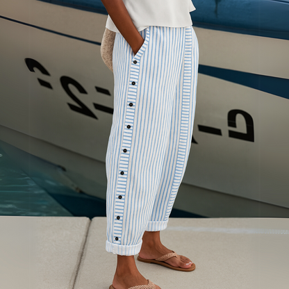 Caitlin | Pantalón Elegante a Rayas con Botones