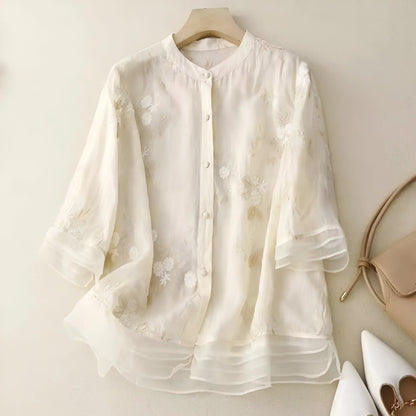Emily | Blusa de Algodón con Flores Bordadas