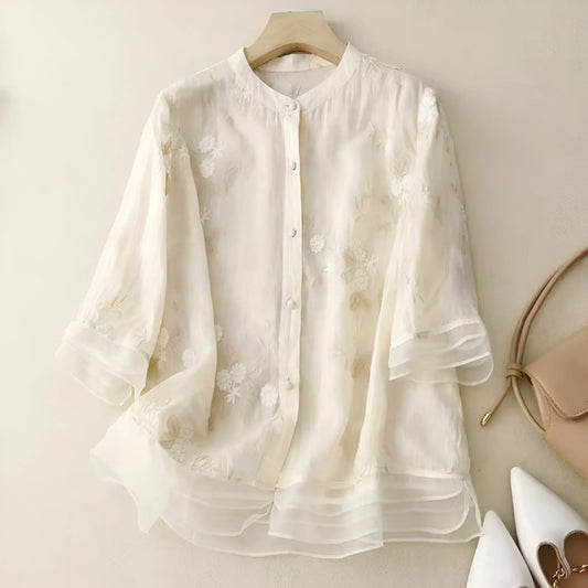 Emily | Blusa de Algodón con Flores Bordadas