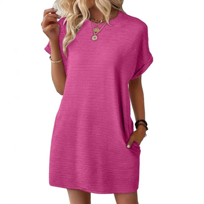 Evressa | Vestido Minimalista de Cuello Redondo Elegante