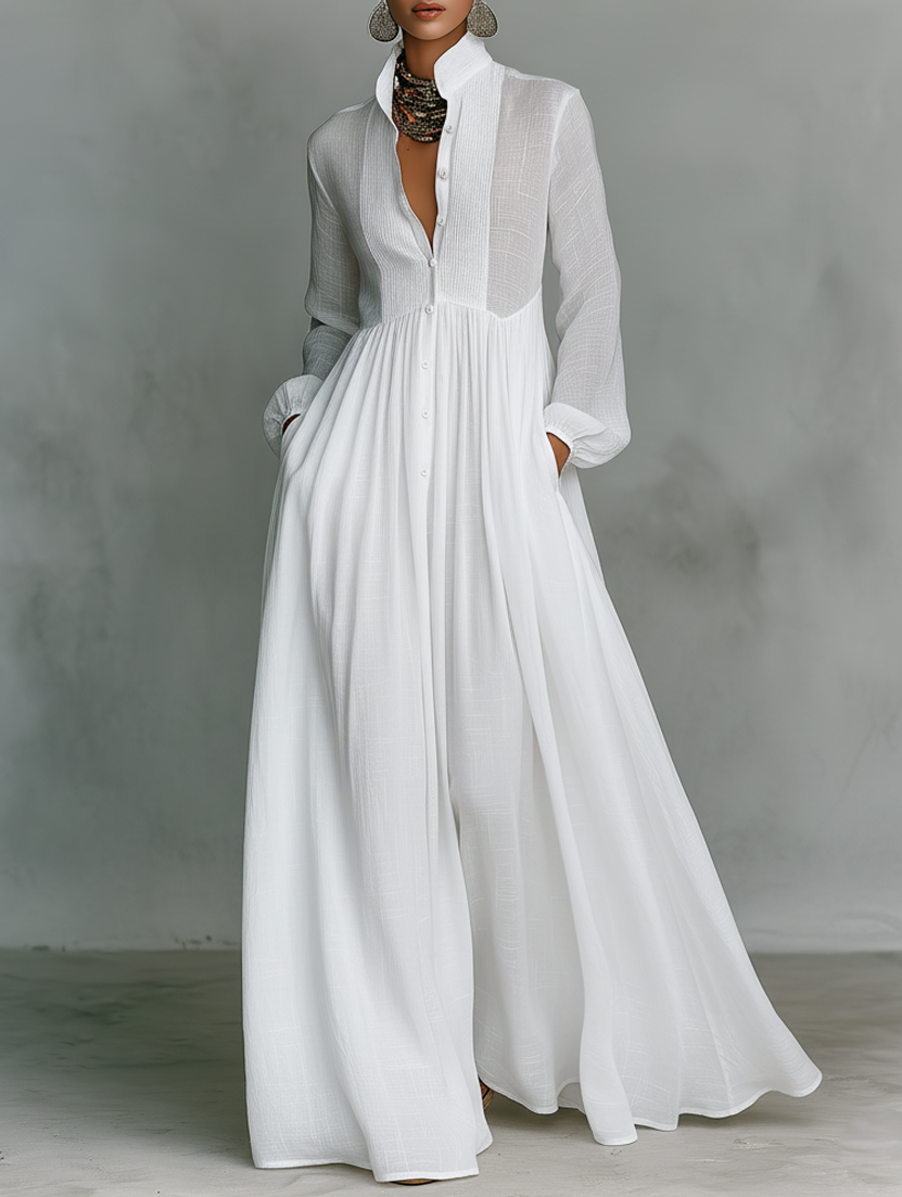 Julie | Vestido Maxi con Botones Fluidos