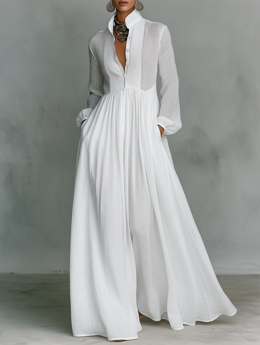 Julie | Vestido Maxi con Botones Fluidos