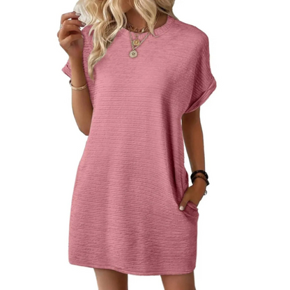 Evressa | Vestido Minimalista de Cuello Redondo Elegante