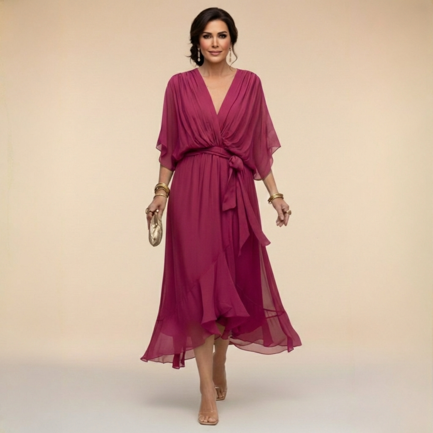 Monica | Vestido Elegante de Cuello en V Atemporal