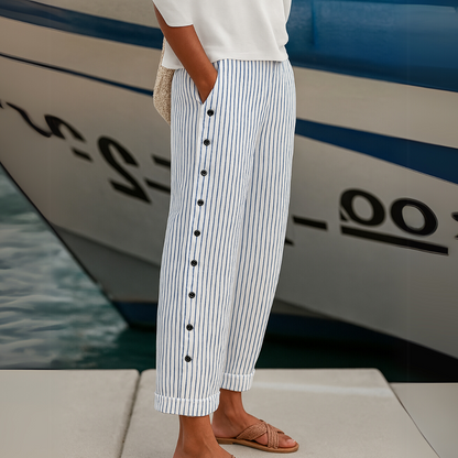 Caitlin | Pantalón Elegante a Rayas con Botones