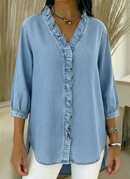 Marina | Top de Denim con Volantes