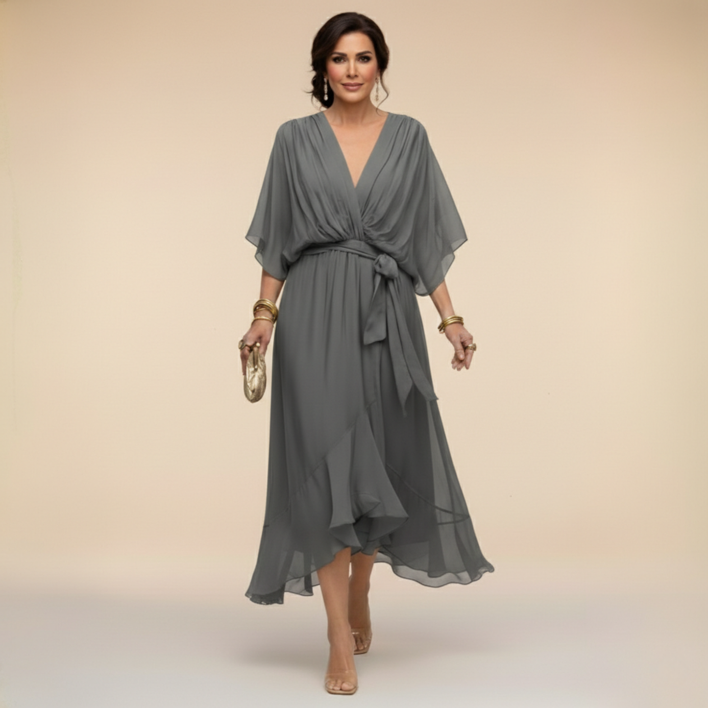 Monica | Vestido Elegante de Cuello en V Atemporal