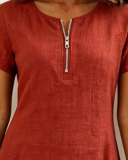 Azahar | Vestido casual de algodón con cremallera y bolsillos