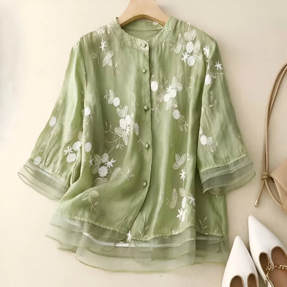 Emily | Blusa de Algodón con Flores Bordadas