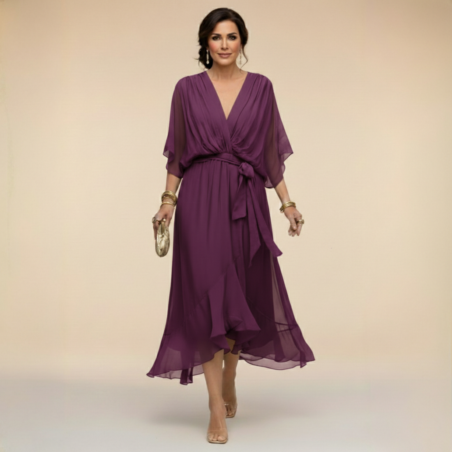 Monica | Vestido Elegante de Cuello en V Atemporal