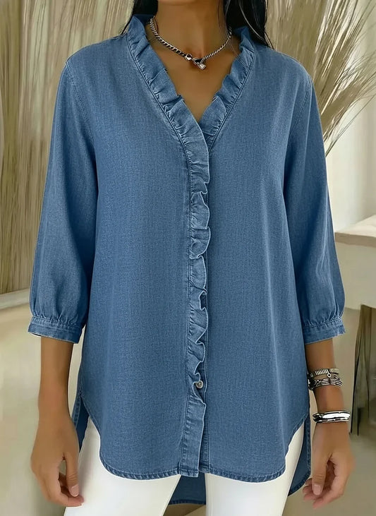 Marina | Top de Denim con Volantes
