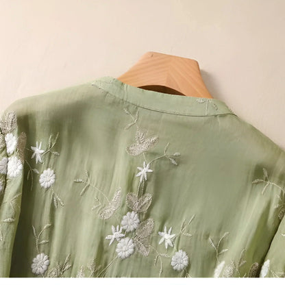 Emily | Blusa de Algodón con Flores Bordadas