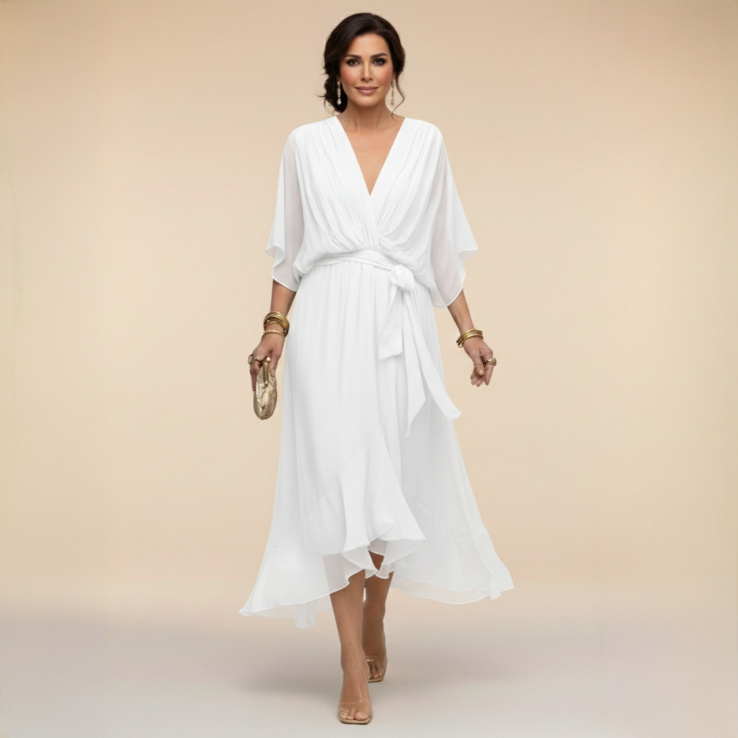 Monica | Vestido Elegante de Cuello en V Atemporal