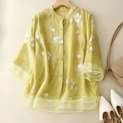 Emily | Blusa de Algodón con Flores Bordadas