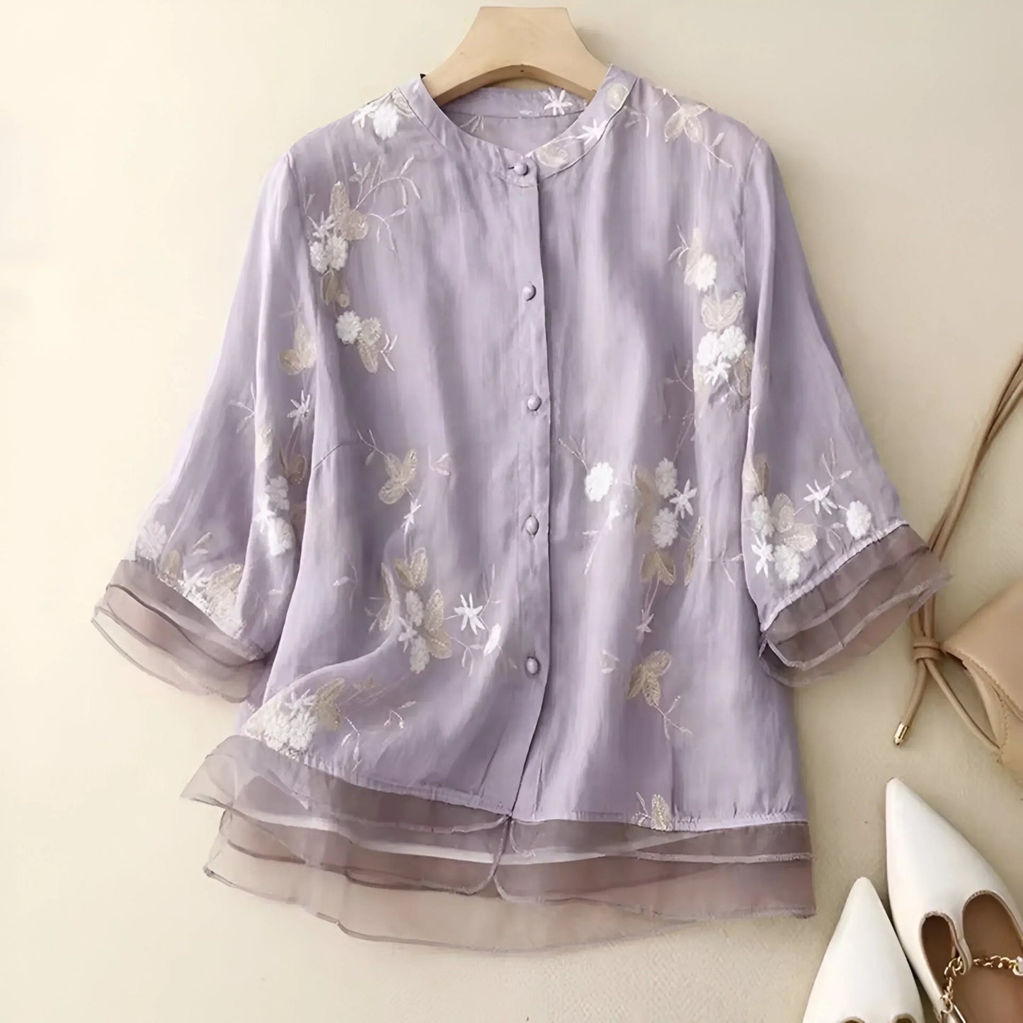 Emily | Blusa de Algodón con Flores Bordadas
