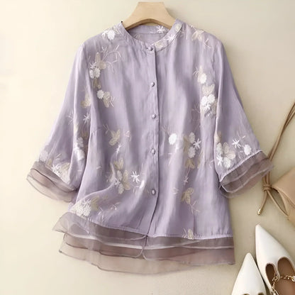 Emily | Blusa de Algodón con Flores Bordadas