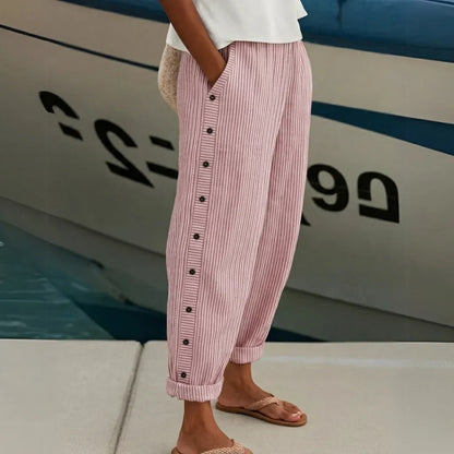 Caitlin | Pantalón Elegante a Rayas con Botones
