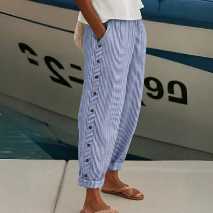 Caitlin | Pantalón Elegante a Rayas con Botones