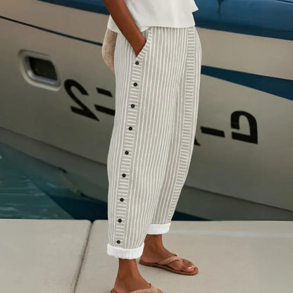 Caitlin | Pantalón Elegante a Rayas con Botones