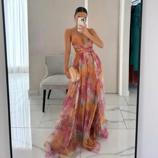 Nadine | Encantador Vestido Largo con Estampado Floral
