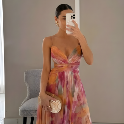 Nadine | Encantador Vestido Largo con Estampado Floral