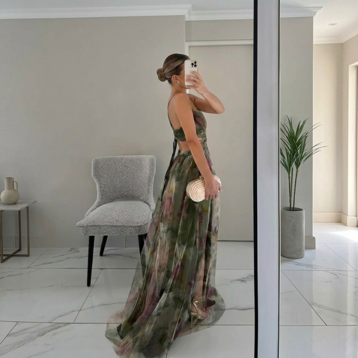 Nadine | Encantador Vestido Largo con Estampado Floral