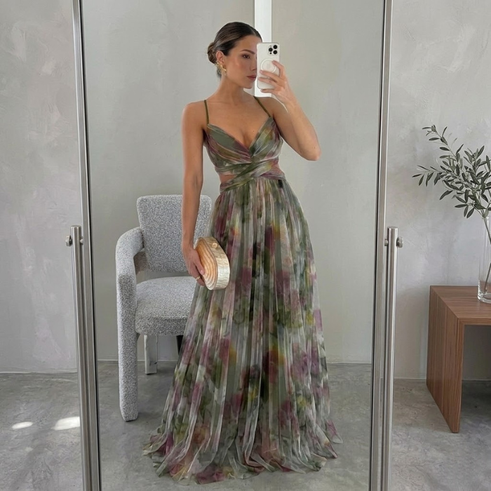 Nadine | Encantador Vestido Largo con Estampado Floral
