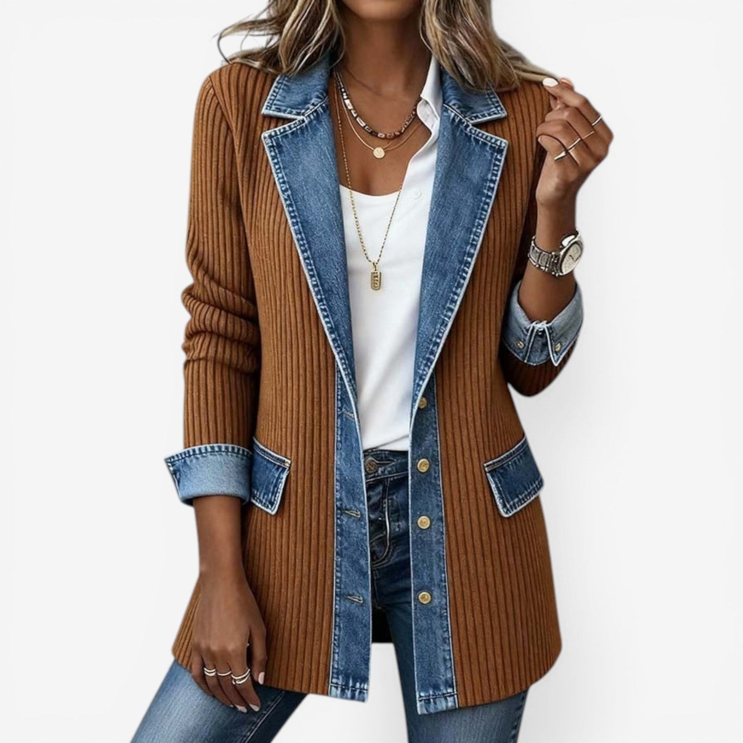 Emilia | Blazer en denim mezclado