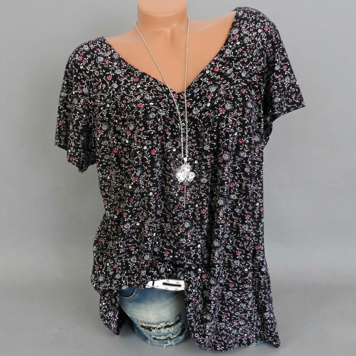 Elle | Camiseta Flora con cuello en V