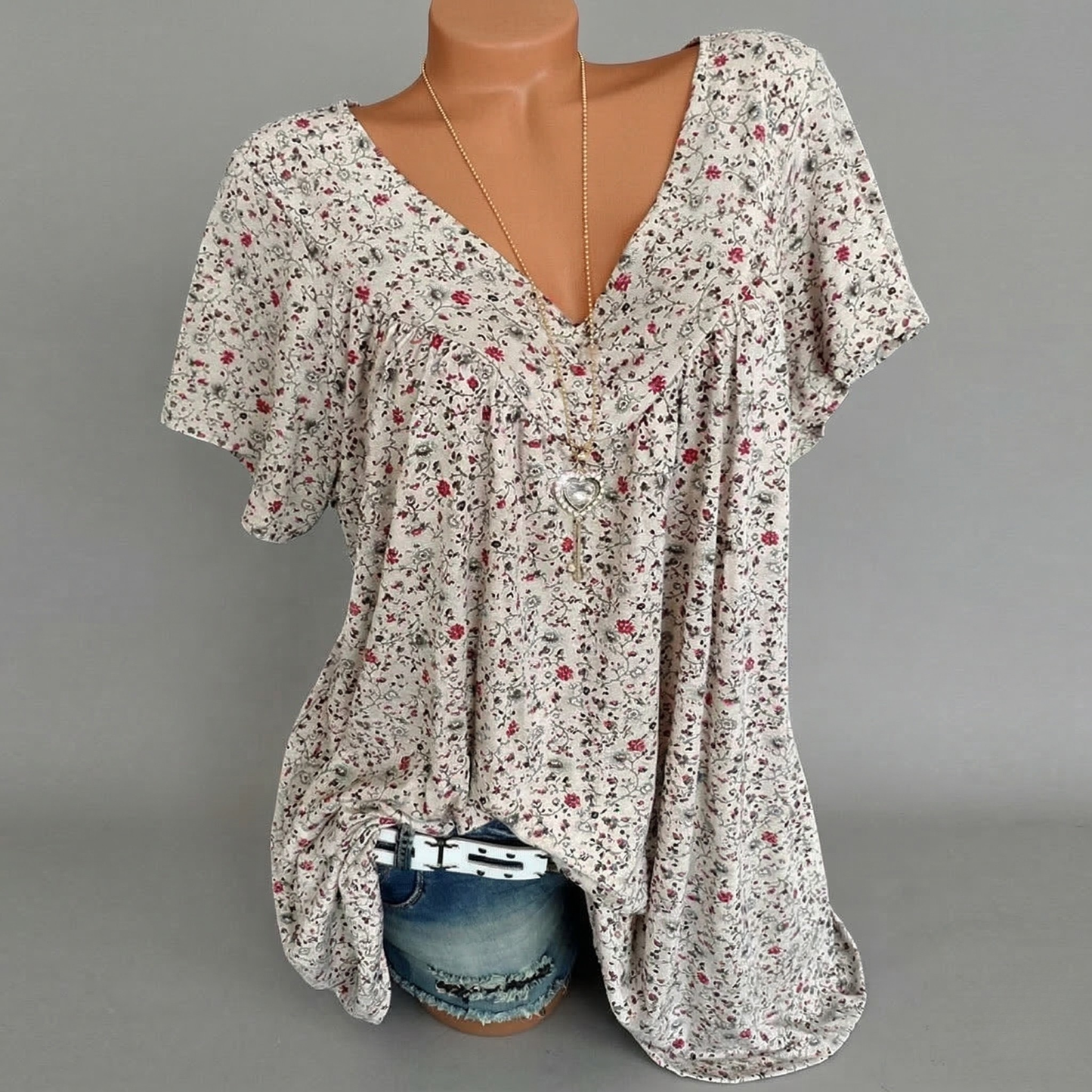Elle | Camiseta Flora con cuello en V