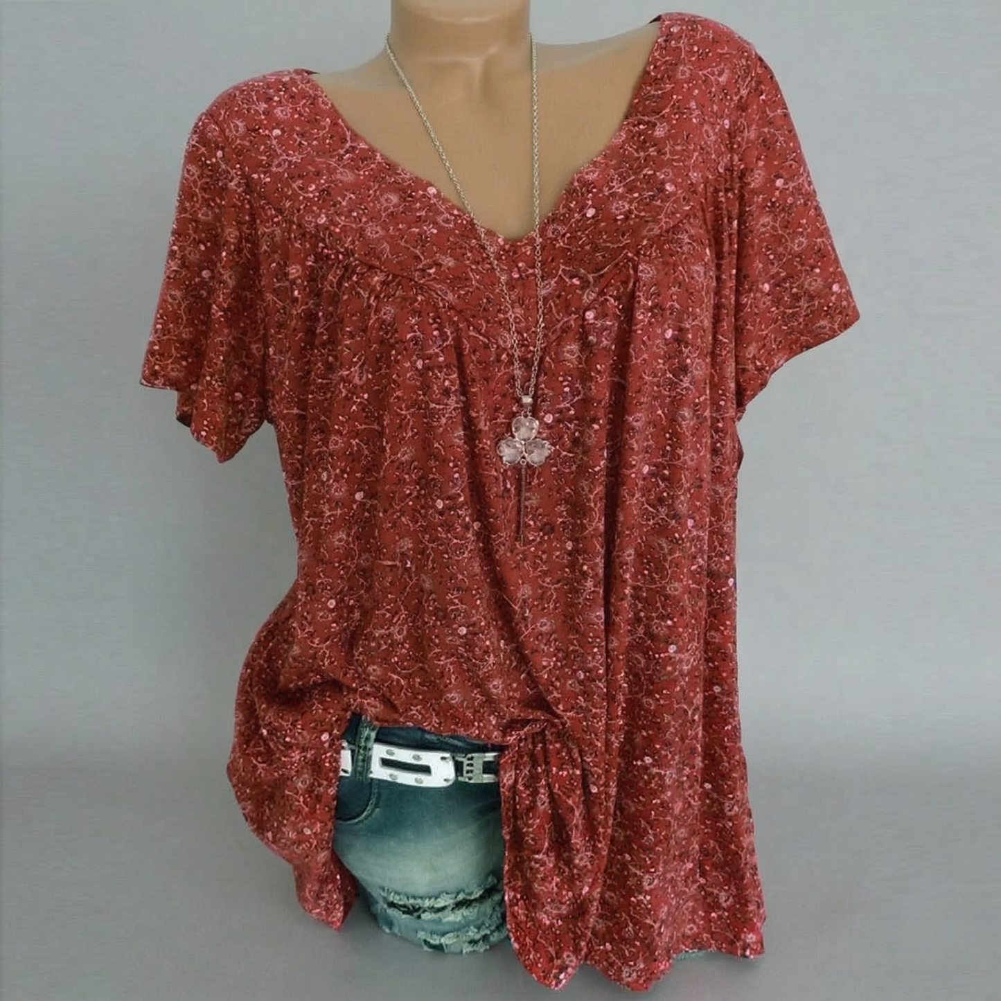 Elle | Camiseta Flora con cuello en V