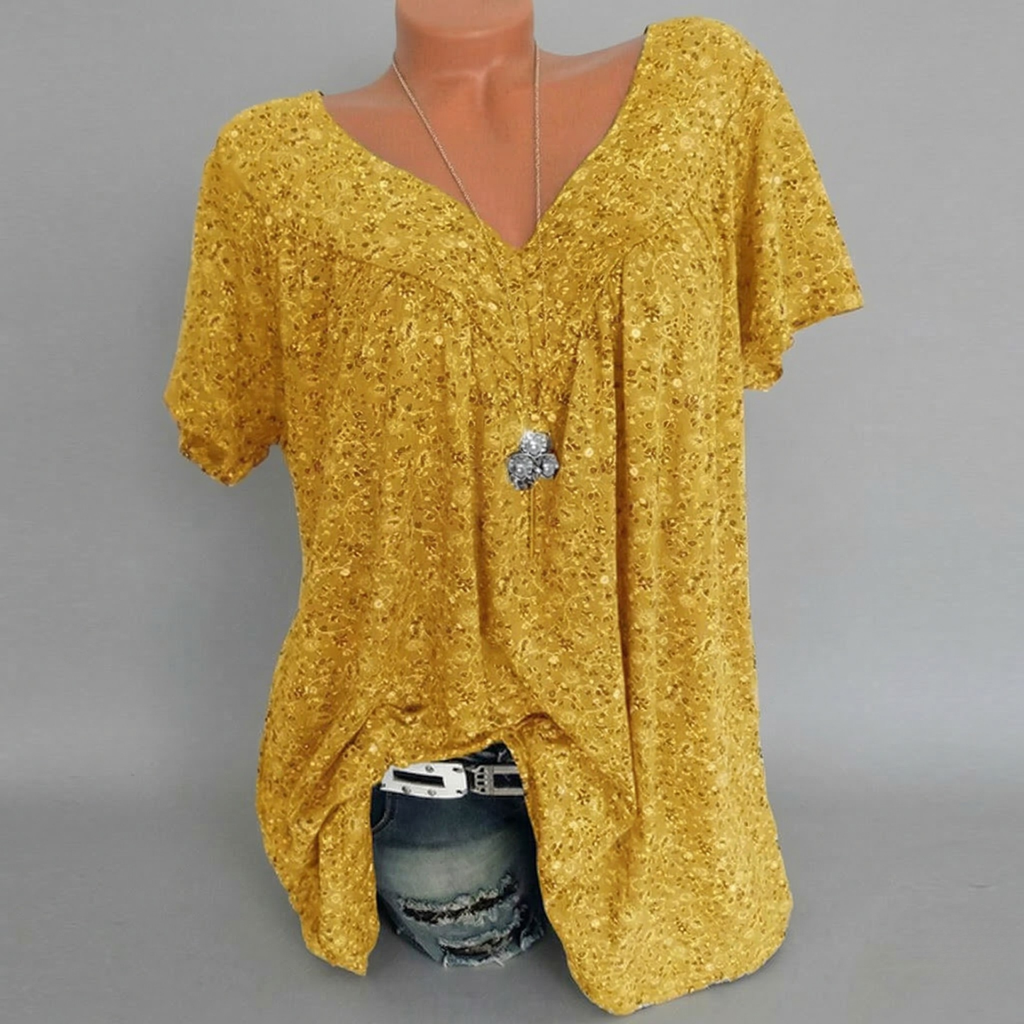 Elle | Camiseta Flora con cuello en V