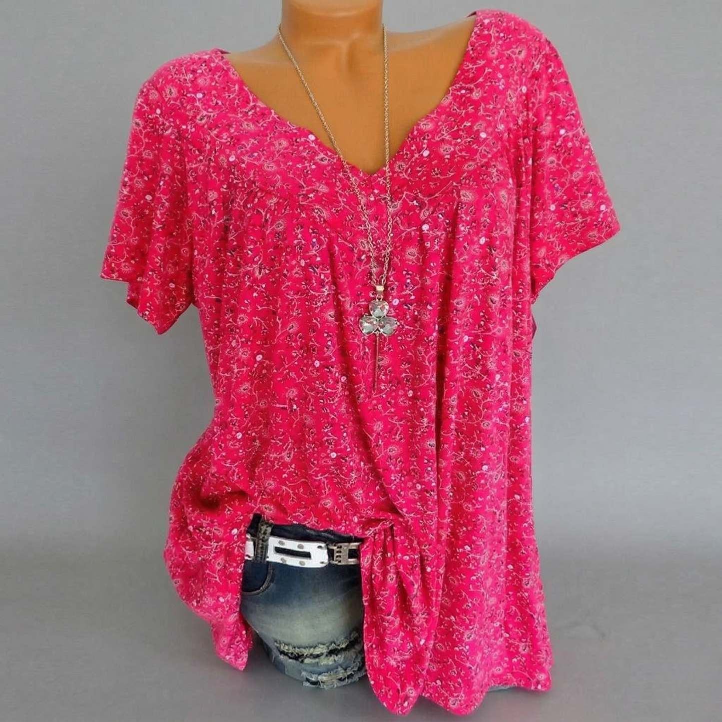 Elle | Camiseta Flora con cuello en V