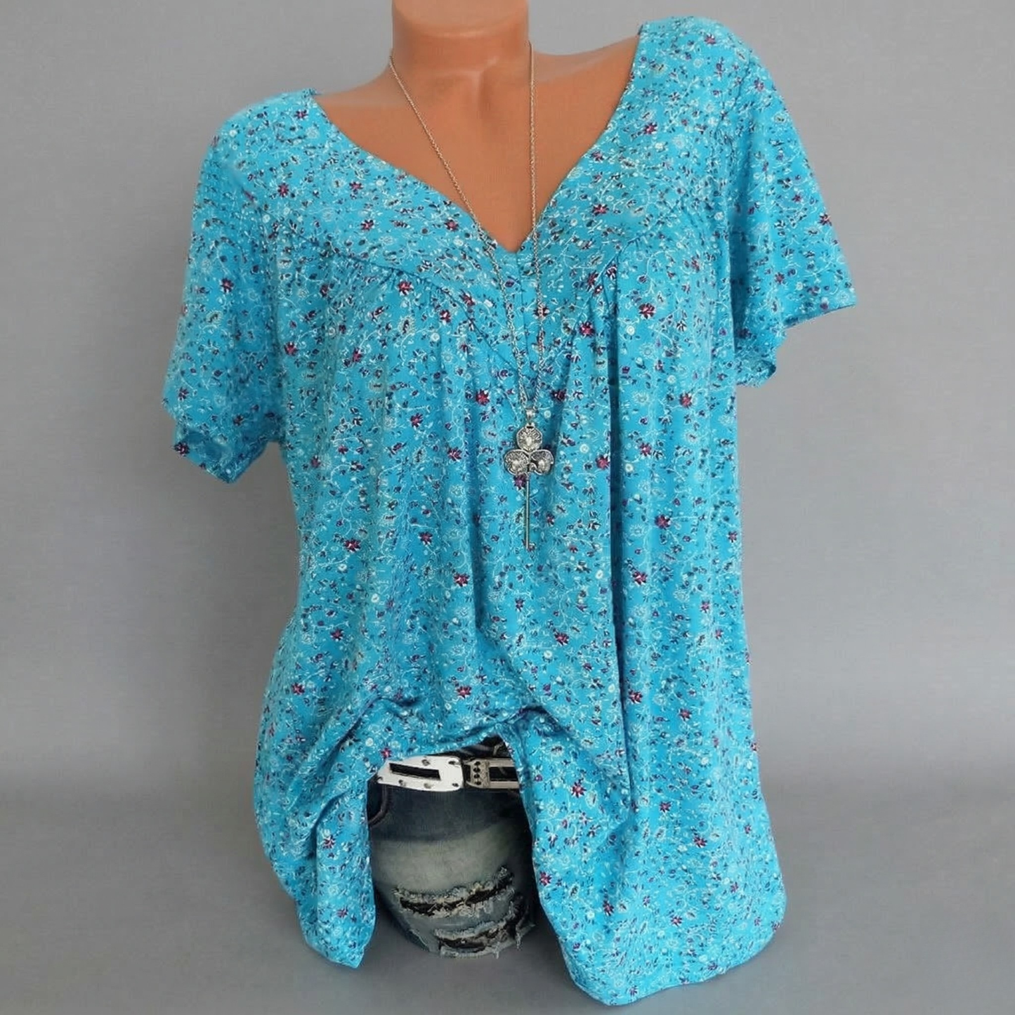 Elle | Camiseta Flora con cuello en V