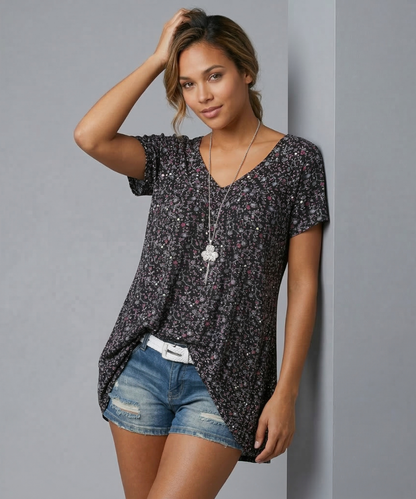 Elle | Camiseta Flora con cuello en V