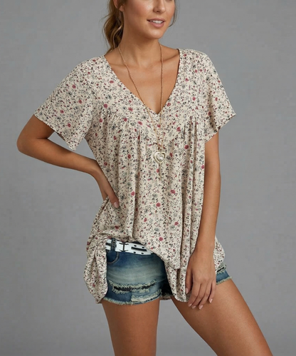 Elle | Camiseta Flora con cuello en V