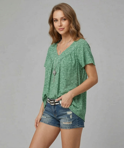 Elle | Camiseta Flora con cuello en V
