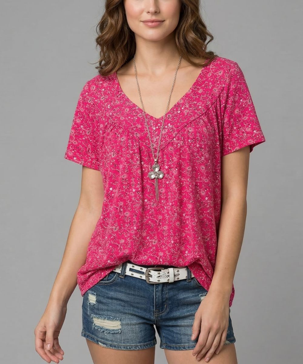 Elle | Camiseta Flora con cuello en V