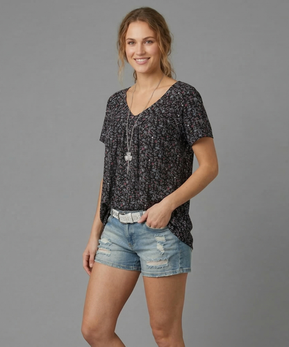 Elle | Camiseta Flora con cuello en V