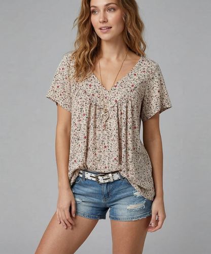 Elle | Camiseta Flora con cuello en V