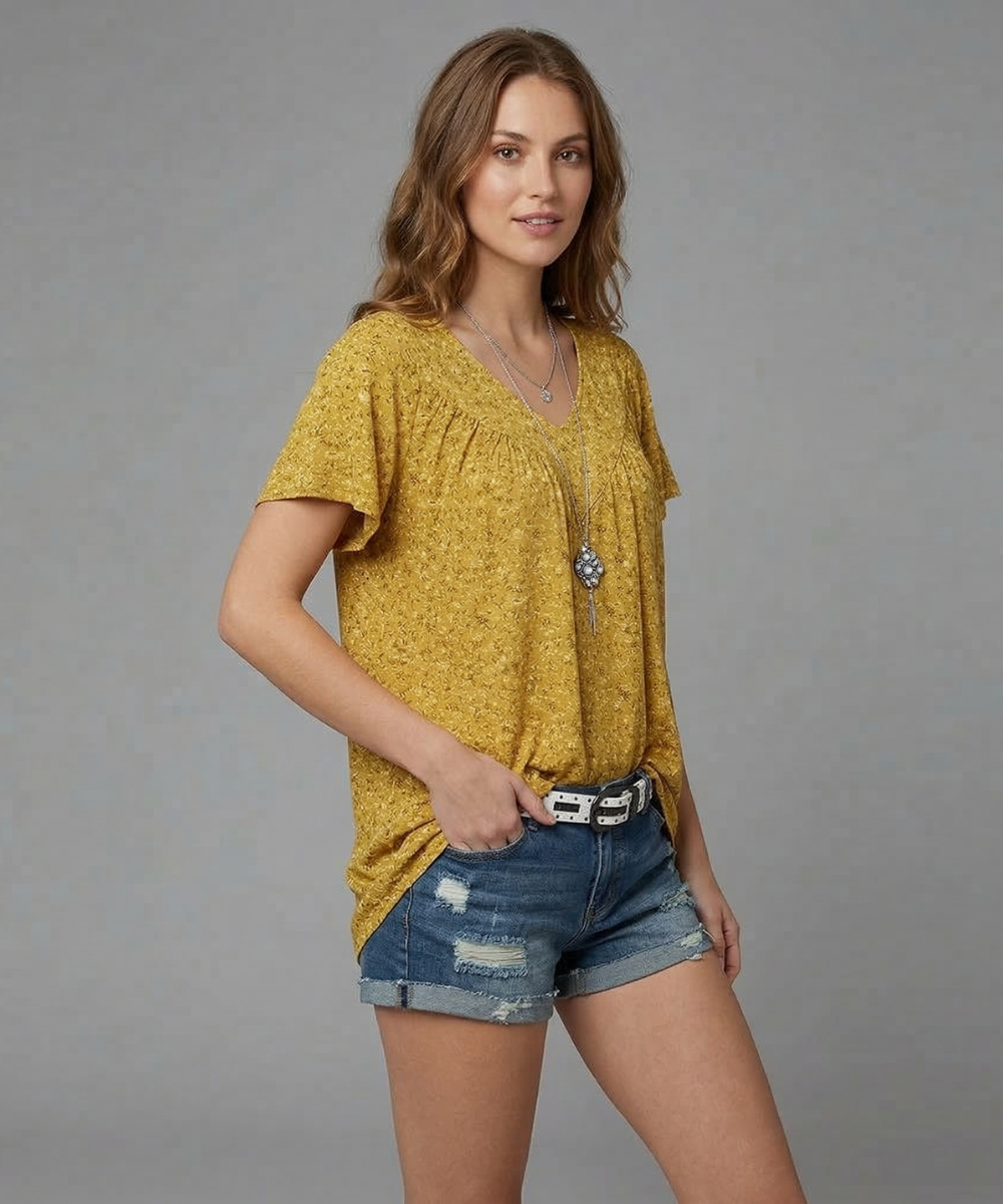 Elle | Camiseta Flora con cuello en V