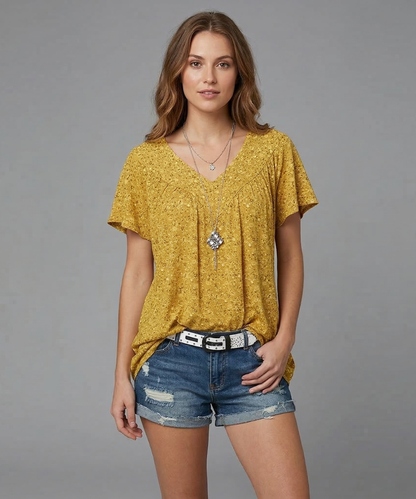 Elle | Camiseta Flora con cuello en V