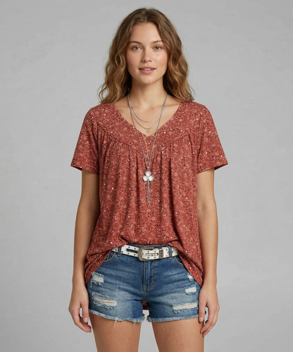 Elle | Camiseta Flora con cuello en V
