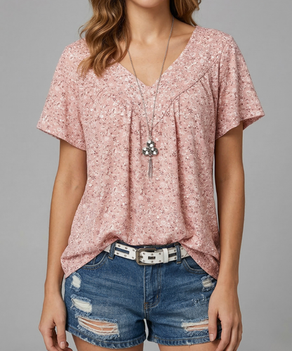 Elle | Camiseta Flora con cuello en V